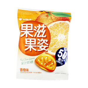好丽友香橙味果滋果姿混合胶型凝胶糖果60g/袋软糖果汁能量营养