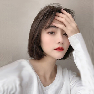 louis ferre偏分刘海锁骨发bobo头中分齐发直发递针假发套假头发