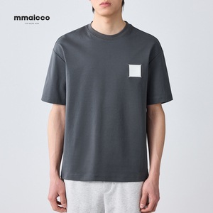 墨麦客240g棉皮标短袖男2023夏季新款男装平缝线T恤潮71071。