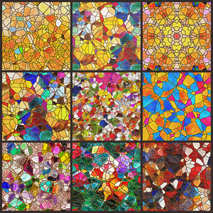 欧式复古彩色教堂蒂凡尼碎花玻璃贴 网咖ktv店面玻璃装饰