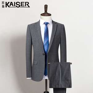 kaiser/凯撒西服套装男商务西装修身职业上班正装结婚英伦风外套