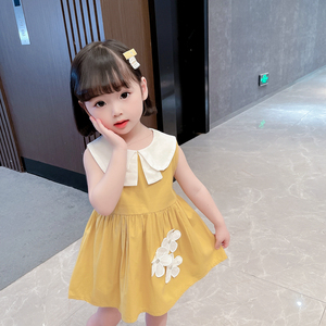 女童纯棉公主裙子夏季儿童装两岁女宝宝连衣裙夏装小女孩衣服紫黄
