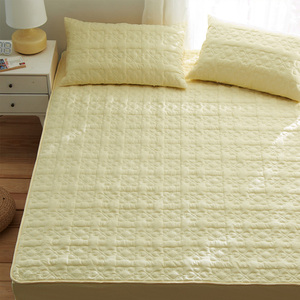 全棉纯色夹棉绗缝加厚床笠单件纯棉加高30cm席梦思床套罩防滑床单