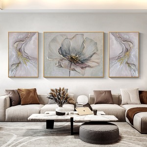 纯手绘油画现代简约沙发背景墙装饰画客厅高档大气抽象三联组合画