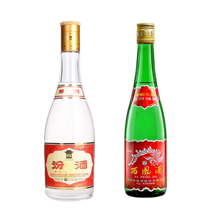 53度黄盖汾酒475ml 55度老绿瓶西凤酒500ml 裸瓶组合口粮白酒自饮