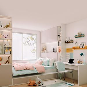 索菲亚榻榻米定制儿童房全屋定制飘窗床小户型榻榻米床衣柜一体