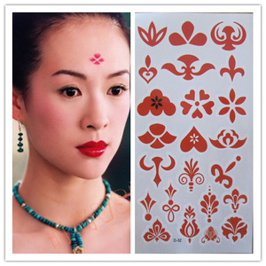 古装贴纸防水额贴花钿纹身贴纸额饰花印眉心贴美人贴现货