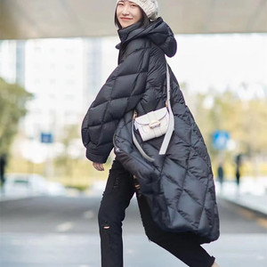 zcy朱崇恽2021年春冬新款大红白鹅绒宽松长款轻薄羽绒服c1ay4469y