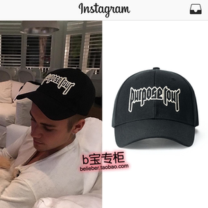 justin bieber同款 贾斯汀比伯purpose tour男女字母潮刺绣棒球帽