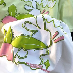 LIBITO苹果绿色兔子图案短袖T恤女潮牌欧美情侣小众设计感上衣夏