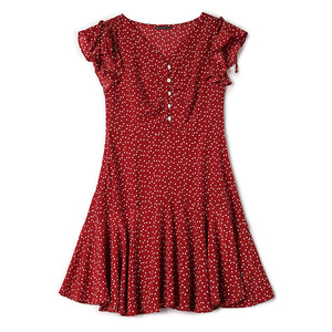 罗家rmojul 2019夏装女装新款 复古v领