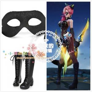 王者荣耀cos 阿珂皮肤 暗夜猫娘 荆轲cos面具鞋子靴子中筒靴