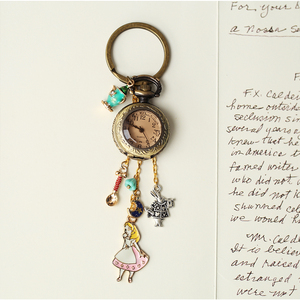 alice爱丽丝梦游仙境兔子茶壶月亮勺子怀表(可看时间)项链钥匙扣