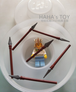 乐高lego 棕色 90391pr0003 6199199 尖端银色武器 长矛 ae5