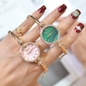 【yaqin】雅琴手表女时装表孔雀绿镶钻防水石英7319抖音直播网红