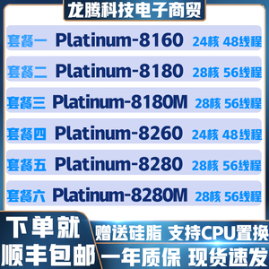 intel 铂金8160 8180 8180m  8260 8280 8280m 散片 cpu