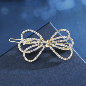 韩国蝴蝶结发夹女水钻发卡夹子短发头饰边夹简约气质刘海头花发饰