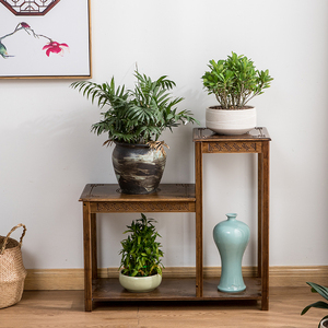 客厅中式木花架花盆架阳台简约现代花几楠竹多层落地花台花架子