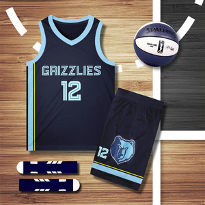 灰熊队莫兰特球衣12号城市版复古美式篮球服套装男比赛训练服定制