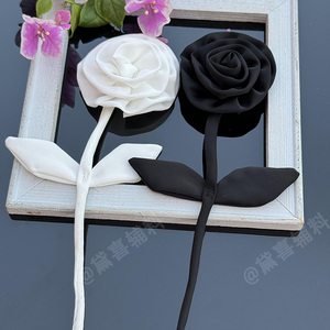 布料玫瑰卷花朵胸花长条黑白色diy西装衣服窗帘帽子衬衫装饰辅