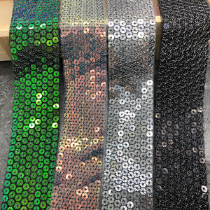 4cm宽炫彩亮片条花边织带珠片演出服鞋帽服装装饰饰品辅料