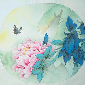 工笔画手工勾熟宣白描底稿可以直接上色小品牡丹12拍任意三张包邮