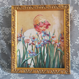 鸢尾花女孩古典人物油画欧式复古民宿小众餐厅装饰画卧室壁画