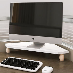 转角显示器增高架桌面办公实木三角支架电脑底座木质收纳置物托架