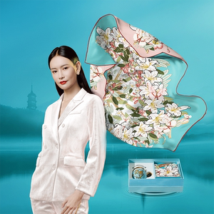 【商场同款】万事利夫人礼丝瓷套装20国丝绸丝巾礼品异色方巾披肩