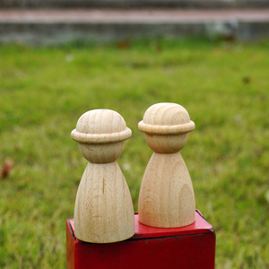 原木帽子木偶 儿童手工diy彩绘娃娃木头人装饰摆件幼儿园创意涂鸦