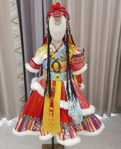 2022新款快乐阳光藏族演出服儿童蒙古族表演服红原卓卓玛出租定制