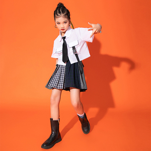 女童爵士舞套装儿童学院风走秀衣服学生嘻哈啦啦队jk演出服合唱服