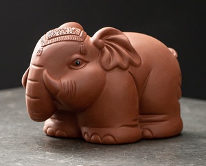 紫砂茶宠吉祥如意摆件茶玩大象手工可养象茶风山水火谦