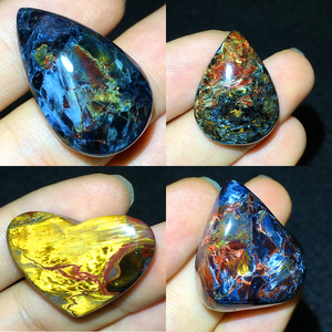 淅川料彼得石蓝红色石头虎眼石吊坠天然彩宝石坠一物一图送礼物