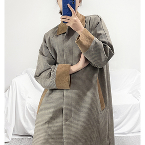 主题纯色休闲亚麻衬衫日式复古小风衣外套男士大衣可爱和路雪699