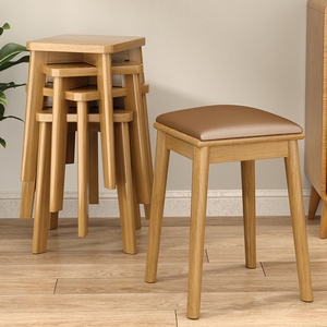 原木实木小凳子家用板凳客厅茶几矮凳可叠放餐桌椅子换鞋凳木头凳