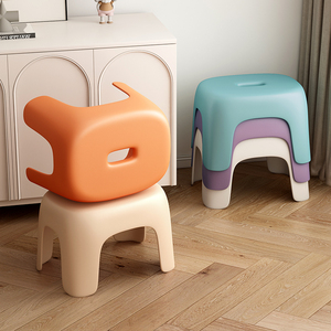 塑料小凳子家用儿童矮凳可叠放板凳客厅沙发凳加厚浴室防滑小椅子