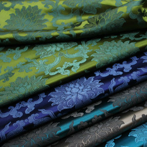 中式旗袍唐装蒙古袍影视舞台装饰手工绸缎布头提花织锦丝绸面料