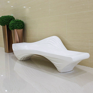 玻璃钢海波浪水花造型休闲椅城市景观分层坐凳现代节约红网休息椅