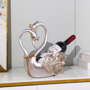 创意情侣天鹅红酒架摆件轻奢高档葡萄酒瓶架客厅酒柜装饰品礼物