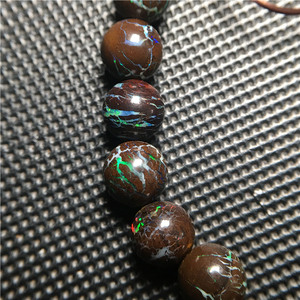 澳洲宝石天然铁欧泊圆珠手串25粒七彩手珠7.5mm/73.75克拉