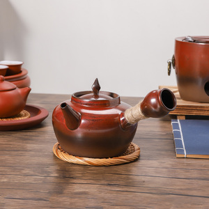 红泥窑变砂铫煮茶壶手工跳跳盖壶碳炉电陶炉炉丝家用旅行茶具套装