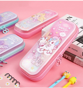 新品独角兽流沙文具盒女生笔袋唯美小学生学习用品儿童生日礼物