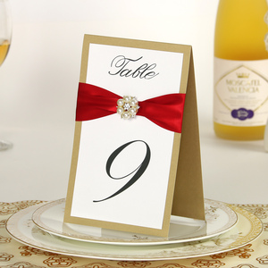 高级手工定制欧式红金色婚礼桌卡/桌号卡/宴会席位卡/table card