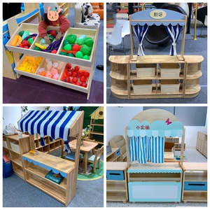 幼儿园区域角色扮演玩具柜超市货架售卖台木偶游戏台儿童收纳柜子