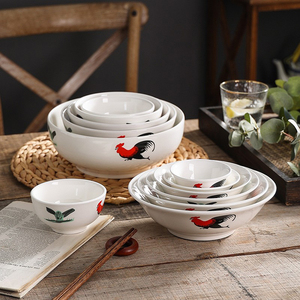 中式陶瓷面碗圆形怀旧餐具鸡公碗鹏仙大号早餐碗菜碗吃饭碗公鸡碗