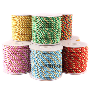 5MM粗3股彩色扭绳加金线 捆绑包装绳手提线绳圆绳窗帘流苏材料