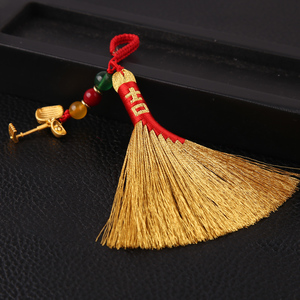 抖音同款网红金扫帚装饰小扫把流苏笤帚挂绳手钥匙扣挂件包挂吊坠