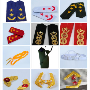 军装配饰升旗手军鼓乐队配件肩章领花领带绶带大檐帽子男女卷檐帽