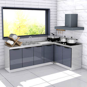 厨房简易橱柜储物柜不锈钢